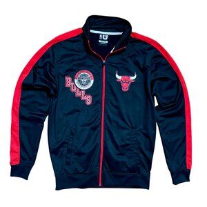 Chicago Bulls NBA Embroidered Y2K Full Zip Black & Red Jacket, Men's Medium